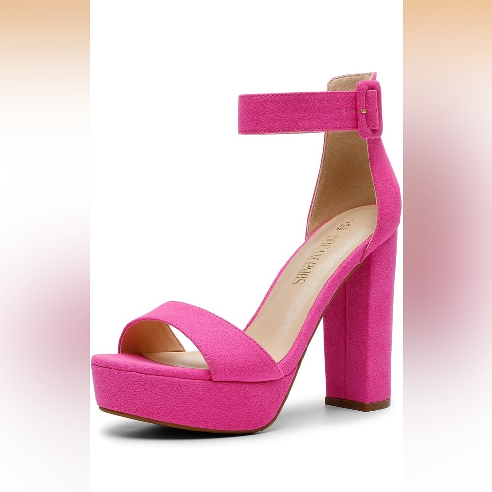 Fuchsia Block Heel Sandals
